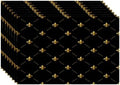 Batmerry Gold Black French Linen Placemats Set of 8,Flowers Golden Fleur De Lis Black Gold from Art Washable Table Mats for Kitchen Table Thickened Heat Insulation Dining Set Indoor Outdoor 12X18 in