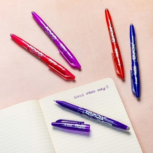 Pilot Frixion Heat/Friction Erasable Rollerball Pen FR7 - Medium Line 0.7mm Tip Nib - Wallet Pack of 5 - Blue