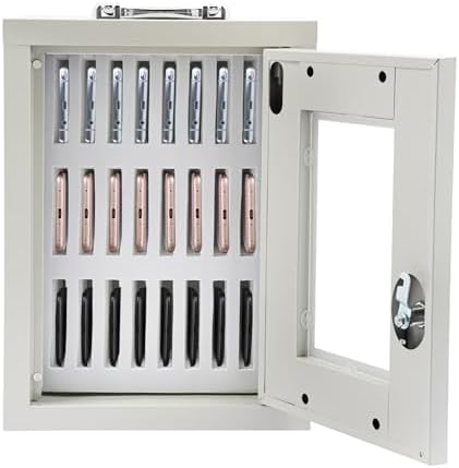 24 Slots Aluminum Alloy Pocket Chart Storage Cabinet,Cell Phones Storage Cabinet,Wall-Mounted with a Locked,Can be Carried by Hand