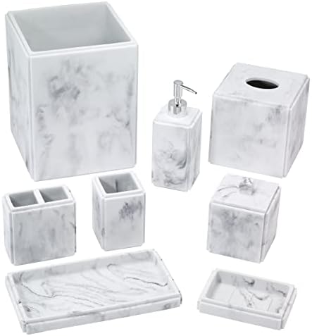 Avanti Linens - Toothbrush Holder, Resin Countertop Decor, Marble Inspired Bathroom Accessories (Catania Collection)