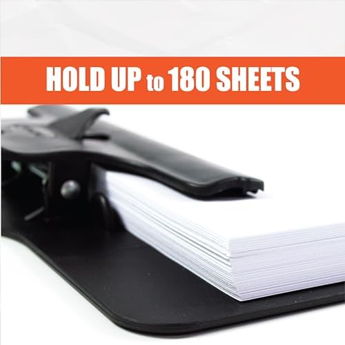Yosogo A4/Letter Size Plastic Clipboard – 2 Pack with Handy Pen Holder & Bonus Pen – Holds up to 40 Sheets – Durable Plastic – Writing, Office, Stationary, School Supplies Set