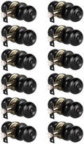 KNOBWELL Black Door Knobs for Bedroom or Bathroom, Interior Round Matte Black Privacy Door Knobs with Keyless Turn Lock, 12 Pack