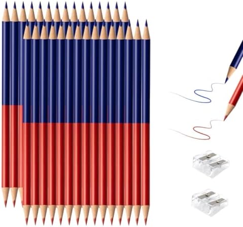 30 PCS Checking & Grading Pencils, Red and Blue Double Ended Erasable Pencils with Sharpeners, Pre-Sharpened #2 HB Back to School Supplies for Teachers, Testing, Office & Map Marking (30)