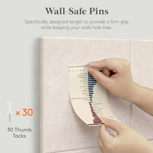 Lifewit 36"x 24" Felt Bulletin Board with Self-Adhesive, 6 Pack Cork Board Alternative for Walls, Large Pin Board Vision Board Message Board with 30 Pushpins for Office Decor, Room Decor, Oatmeal