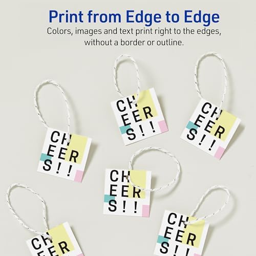 Avery® Square Printable Tags, Sure Feed® Technology, 1.5" x 1.5", White, Includes String, Laser/Inkjet Printable, 200 Total, Great for Branding, Gifts, Merchandising, and More (22849)