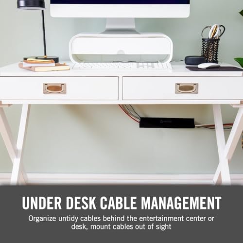 VELCRO Brand Complete Desk Cable Management Kit | 8in Mountable Cable Sleeve 2pk + 150pk Reusable Cable Ties + Desk & Nightstand Cord Organizer | Black, Damage-Free Mounting