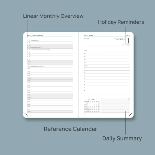 POPRUN 2027 Small Daily Planner One Page Per Day,Pocket Size Daily Calendar