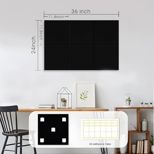 36" x 24" Large Felt Bulletin Board 1/2" Thick, Black