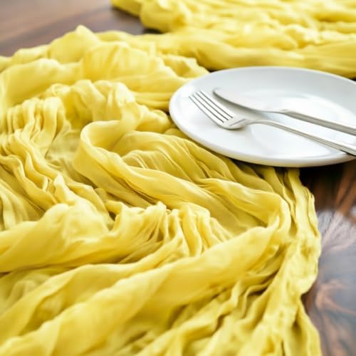 Yellow Cheesecloth Table Runner Fall Boho Wedding Birthday Home Decor