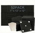 52 Pack 12 "X 12 "X1" Acoustic Panels Studio Soundproofing Foam Wedge Tiles(Accompanied By Double-Sided Adhesive Tape) (52BLACK)