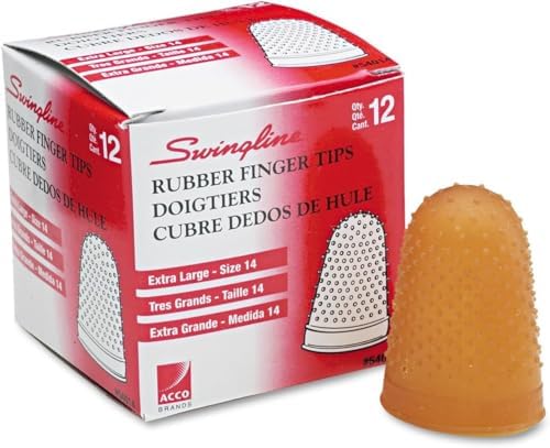 ACCO Rubber Finger Tips, Size 14 (X-Large), 7/9" Base Diameter, Extra Large, Nubbed for Better Gripping, 12 Count Box (S7054014)