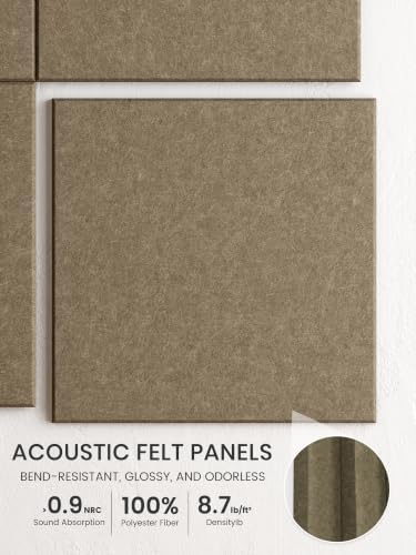 Bumusty Large Cork Board 48" x 36" Alternative - 12 Pack Felt Wall Tiles with 70 Safe Removable Adhesive Tabs, 30 Pushpins, Cork Boards for Walls Pin Board Bulletin Board Office Decor -Earth Brown