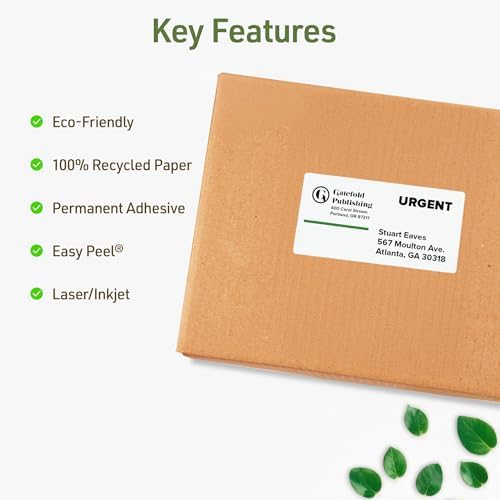 Avery EcoFriendly Recycled Shipping Labels, 2" x 4", Matte White, Permanent Adhesive, Laser & Inkjet Printers, 100 Total, Great for Shipping and Mailing, Product Merchandising, and More (48807)