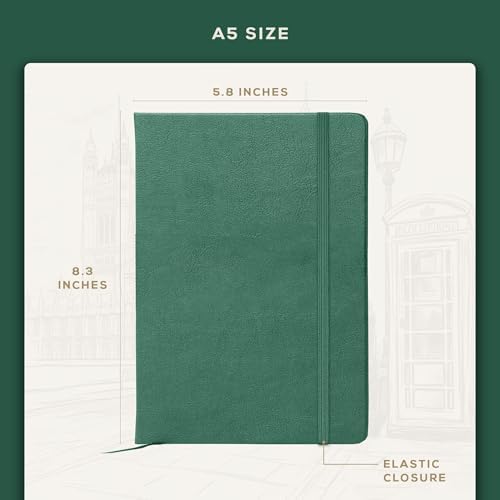 BEECHMORE BOOKS A5 5x8 Lined Leather Journal For Men, 120 GSM with Gift Box