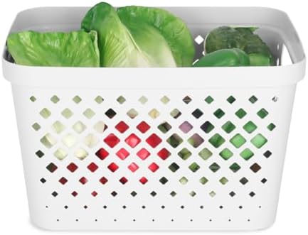 Glad Plastic Storage Basket Set, Value Pack of 6 | Open Storage Bins for Shelves, Bathroom, Pantry, Closet | Nesting Organizer Boxes with Handles, 4 Gallon, White
