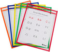 C-Line Reusable Dry Erase Pockets, 9 x 12 Inches, Assorted Primary Colors, 10 Pockets per Pack (40610)