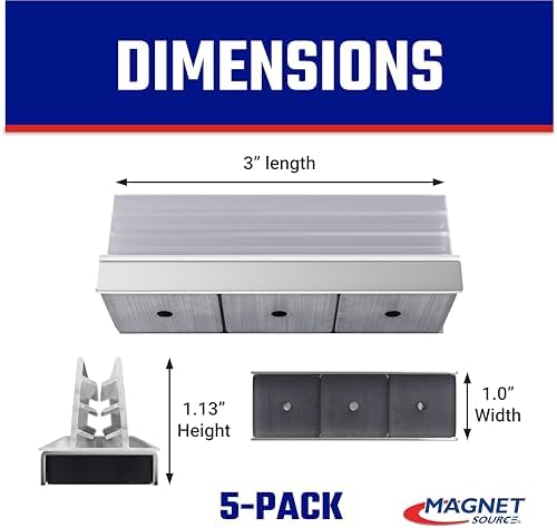 Master Magnetics Magnetic Sign Holder Pack - Magnetic Sign Holders for Door Frames, Metal Shelves, Whiteboards - Powerful Magnet - Retail EZ Grip Holder - 3" L x 1" W x 1.13" H - 5-Pack