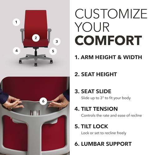 HON Ignition 2.0 Ergonomic Office Chair, Lumbar Support, Bullseye