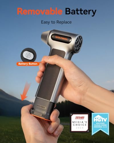 WOLFBOX MF200 Compressed Air Duster, Removable Battery, Car Cleaning, Home