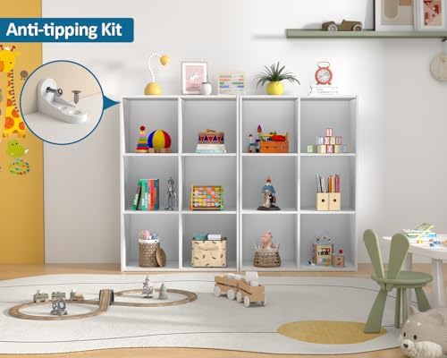 PrimeZone 6 Cube Storage Organizer, Stackable Wood Cubby Bookshelf, White