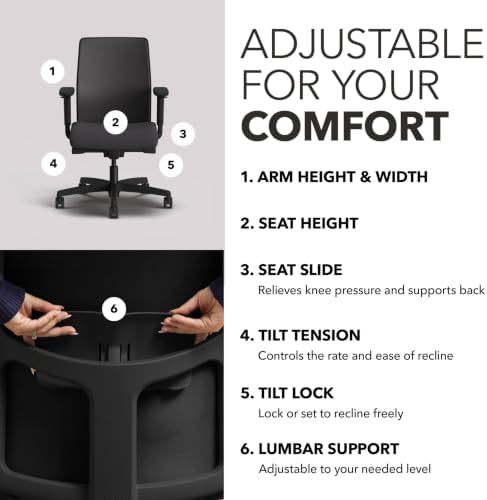 HON Ignition 2.0 Low Back Ergonomic Office Chair, Desk Chair, Onyx