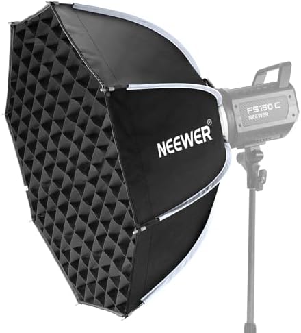 NEEWER Basics Octagonal Softbox Bowens Mount, 25.6" Quick Release Soft Box Lighting Set with Grid, Compatible with Aputure 150c Compatible with Godox SL60w, for FS300C FS150B HB80C CB200C Q6, NS63P