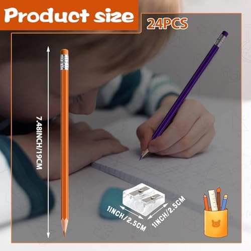 24 PCS Purple Orange Colored Pencils, Pre-sharpened Professional Wooden Art Pencils Set for Artists Painting | Premium Drawing Sketching Supplies (orangepurple)
