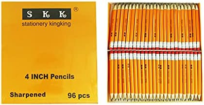 SKKSTATIONERY Half Pencils with Eraser Tops, 4 inch, 96/Box