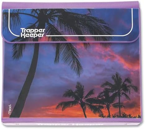 Mead Trapper Keeper Binder, Retro Design, 1 Inch Binder with Folders and Pockets, Holds 8-1/2" x 11" Paper, Palm Trees (260038FDE1-ECM)