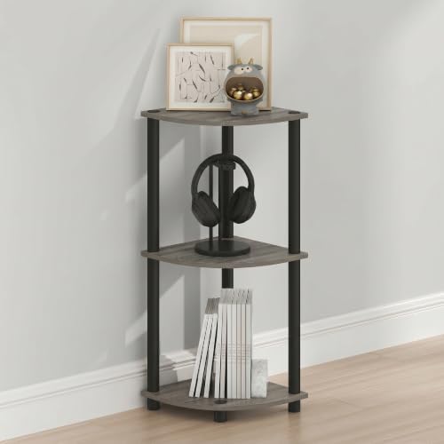 Furinno Turn-N-Tube Toolless Assembly 3-Tier Storage Shelves, French Oak