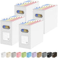 Oterri Portable Collapsible Cardboard File Box with Handle for Letter-Size | 4-Pack. Stainless Steel Handle. Label Stickers Included. Fits Letter Folders (Not Included). Home, Office, School, Dorm, Tax.
