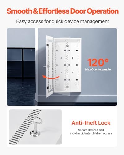 VEVOR Media Enclosure, 28-Inch, Structured Media Center with Vented Hinged Door, Cable Management Box, Structured Wiring Multi-Media Cabinet, Recessed Electrical Media Box, for Network Distribution