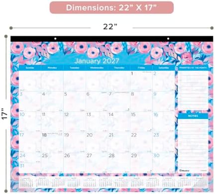 Blueline® 2027 Colorful Monthly Desk Pad Calendar, 12 Months, January to December, 22" x 17", Floral (C194128)