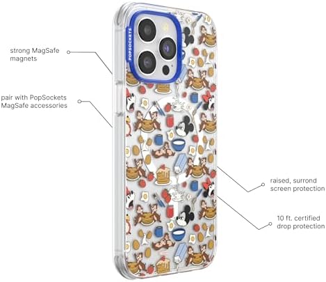 PopSockets iPhone 14 Pro Max Phone Case with MagSafe, Wireless Charging Compatible, Disney - Mickey's Buffet
