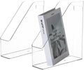 2 Pack Acrylic Magazine File Holder with Handle, Plastic Desk Organizer | Clear Acrylic Vertical File Folder Bin, Storage File Folders, Magazine Rack Document Storage Organizer for Home Office