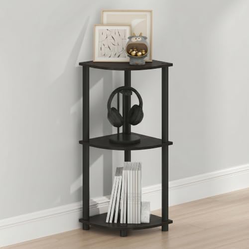 Furinno Turn-N-Tube Toolless Assembly 3-Tier Storage Shelves, Espresso