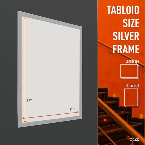Durable Duraframe Sign Holder, Self-Adhesive, Silver, Tabloid Size, 2 Pack
