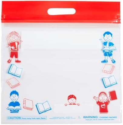Really Good Stuff Press and Seal Storage Bags, Set of 12, 15" L x 14.5" W | Extra Large Thick Plastic, Classroom Book Bags For Kids, Reading Pouch, Toy Buddy