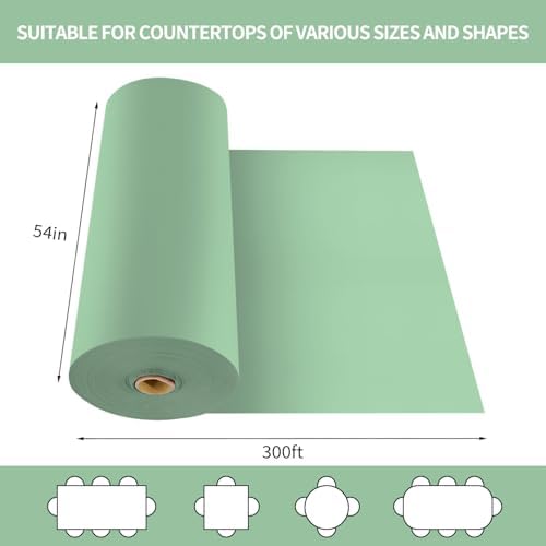 CXPSINC 54 Inch X 300 Feet Plastic Table Cover Roll Disposable Tablecloth with Slide Cutter for All Type/Shape Tables | Party, Banquet, Birthdays, Weddings(Sage Green, 300 Feet)