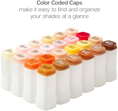 KINGART PRO Double-Ended Alcohol Ink Art Markers, 24 PORTRAIT Colors, Fine Point & Chisel Tips, Permanent with Superior Blendability, Includes Plastic Case, 24 Pc.