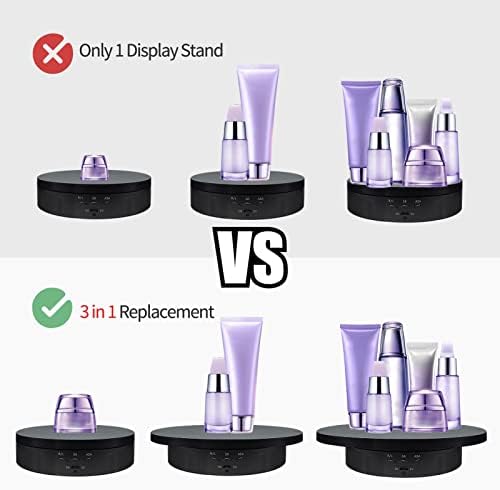 Remote Motorized Rotating Display Stand Turntable Motorized Lazy Susan with 5.74/7.08/8.66 inch Replacement Cover for Photography Products and Shows (Black)
