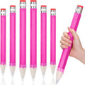 Tinlade 6 Pcs Wooden Jumbo Pencils for Prop, Funny Huge Pink Giant Pencil 14 Inch for Home and School Supplies, Kids, Preschoolers
