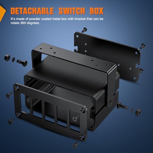 Nilight 5 Gang Rocker Switch Box Detachable Housing 5 Holes Aluminum Panel