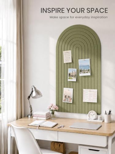 Large Arched Felt Bulletin Board 47.2''×25.5'', Olive Green