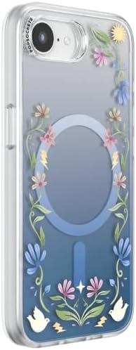 PopSockets iPhone 16E Phone Case with MagSafe, Wireless Charging Compatible, Disney - Boho Wildflowers Blue