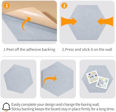 Hexagon Felt Bulletin Cork Board Tiles Peel and Stick, 10 Pack