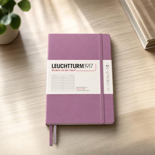 LEUCHTTURM1917 - Notebook Hardcover Medium A5-251 Numbered Pages for Writing and Journaling - Thinking Ahead (Ruled Paper, Dusty Rose)