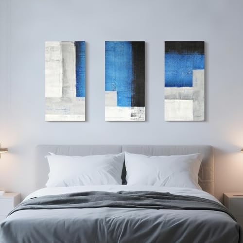 UMIACOUSTICS 3 Pcs 0.7Inch Thick Art Acoustic Panels, Decorative Acoustical Wall Panels, Sound Absorbing Art Panels for Home, Office, Hotel, Cerulean-Mist-Veil