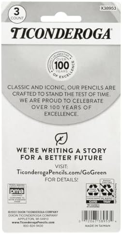 Ticonderoga Pencil Shaped Erasers, 3 Erasers/Pack, 12 Packs
