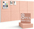 48" x 24" Cork Board Alternative, 8 Pack Felt Bulletin Board Tiles with 30 Adhesive Tabs Wall Push Pin Board for Office Classroom Bedroom Decor